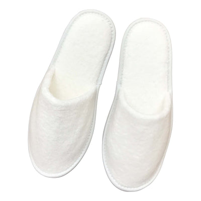 Ravenna Velour White Closed Toe Slippers