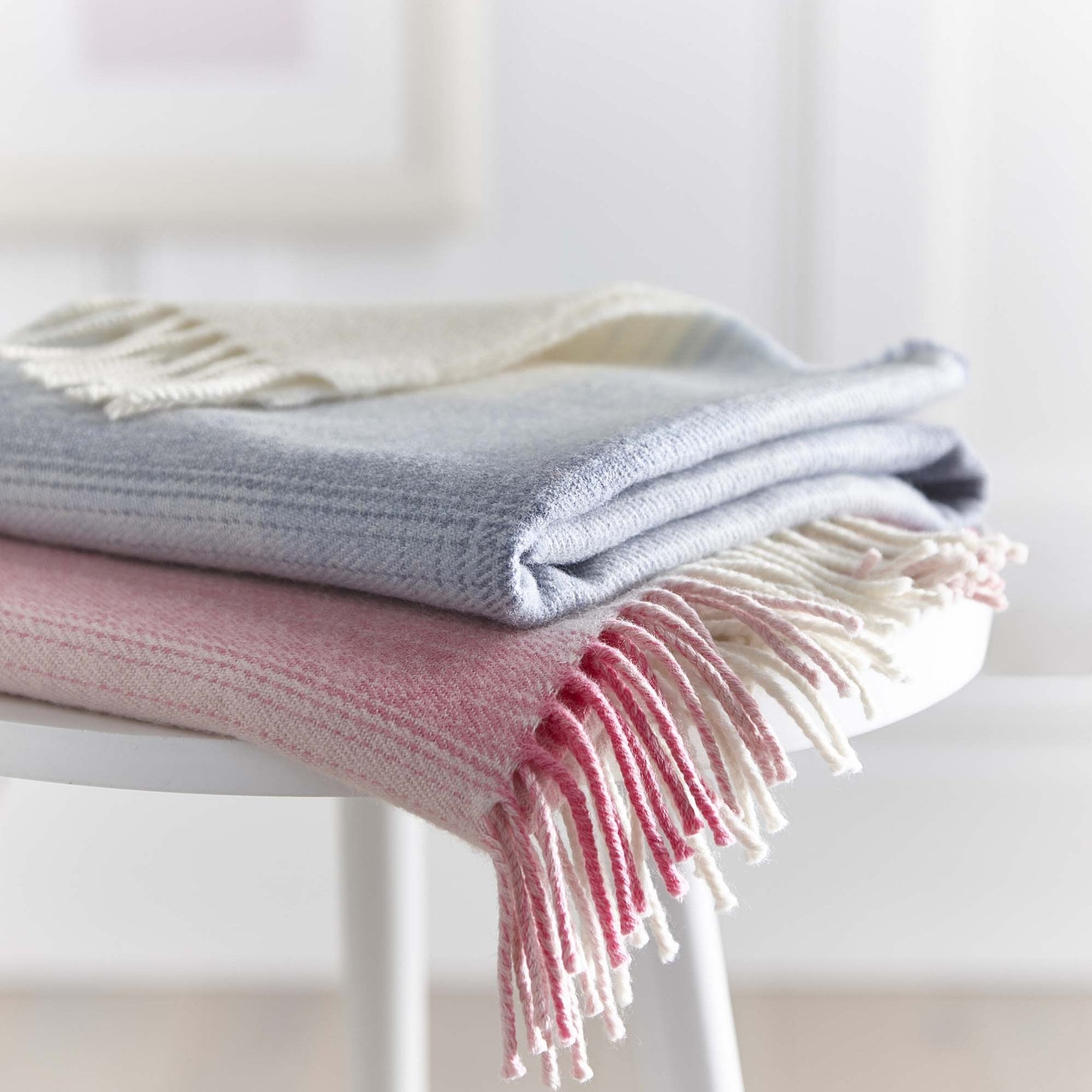 Personalised Merino Wool Baby Shawl Check or Plain The Fine Cotton