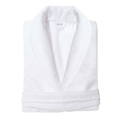 Ravenna White or Grey Luxury Organic Cotton Velour Unisex Dressing Gown with Towelling Lining