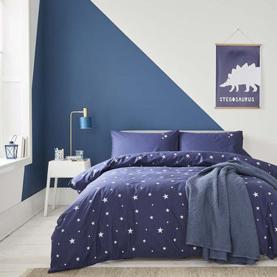 Scattered Stars Navy Blue Organic Cotton Bed Linen