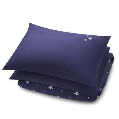 Scattered Stars Navy Blue Organic Cotton Pillowcase
