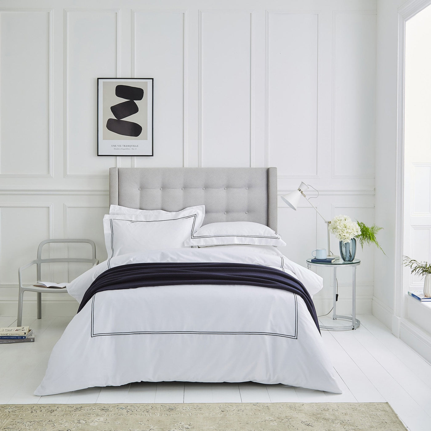Lexington 300TC Sateen Navy & White Two Line Bed Linen Collection