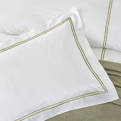 Lexington 300TC Sateen Olive Green & White Two Line Bed Linen Collection