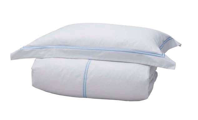 Lexington 300TC Organic Cotton Sateen Pale Blue Two Line Oxford Pillowcase