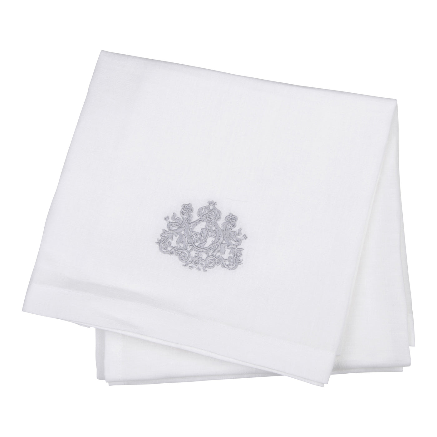 Crest Embroidered Pure Linen Hand Towel