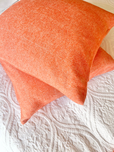 Lisbon Cotton Herringbone Blanket and Throw Orange