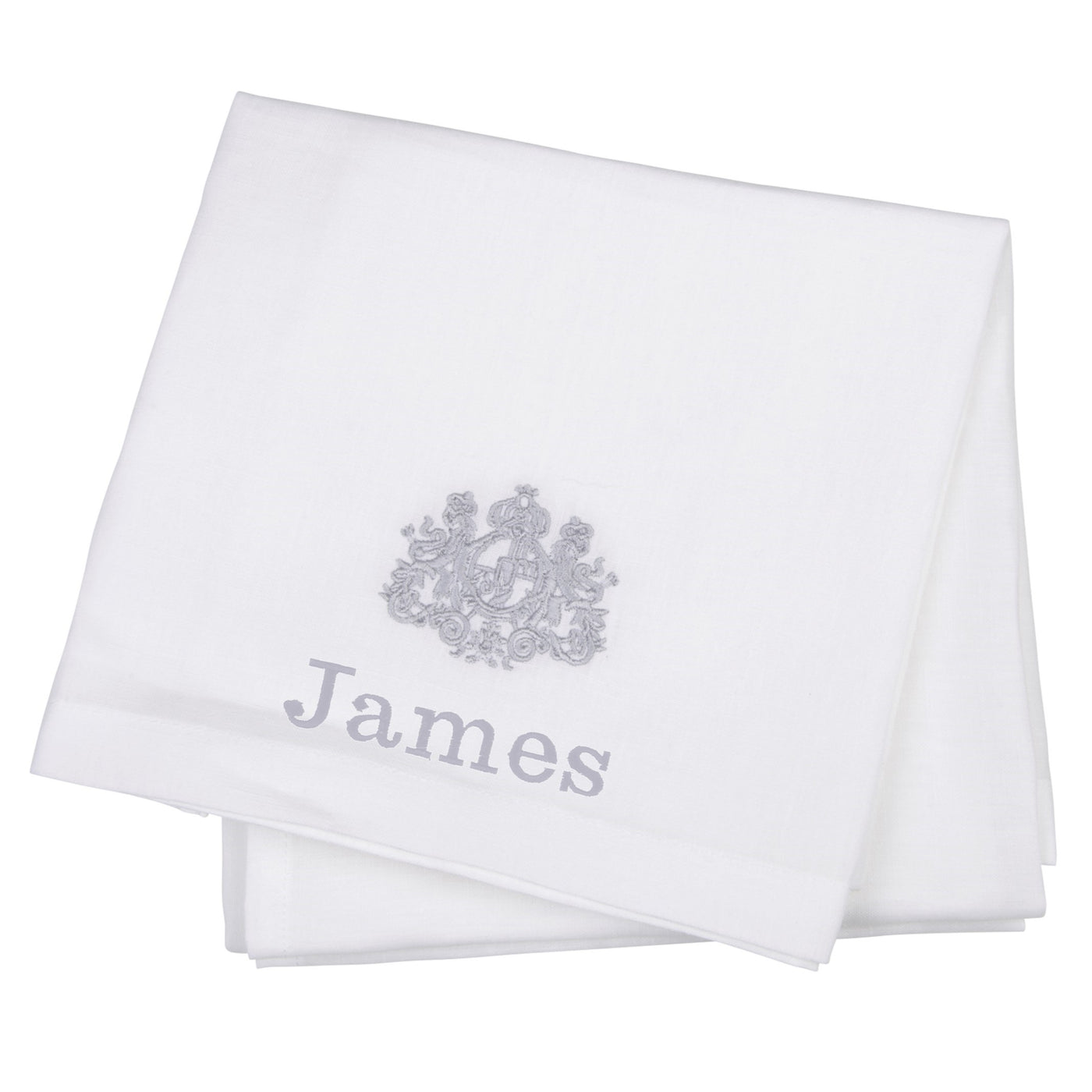 Crest Embroidered Pure Linen Hand Towel