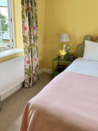 Lisbon Cotton Herringbone Blanket and Throw Pale Pink