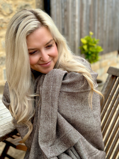 Lisbon Cotton Herringbone Blanket and Throw Scots Pine