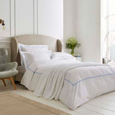 Lexington 300TC Organic Cotton Sateen Pale Blue Two Line Oxford Pillowcase