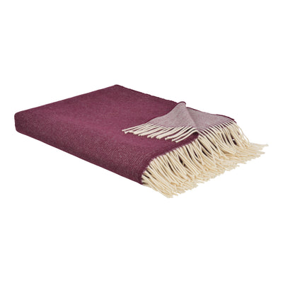 Manhattan Supersoft Merino Lambswool Throw Aubergine with Ivory