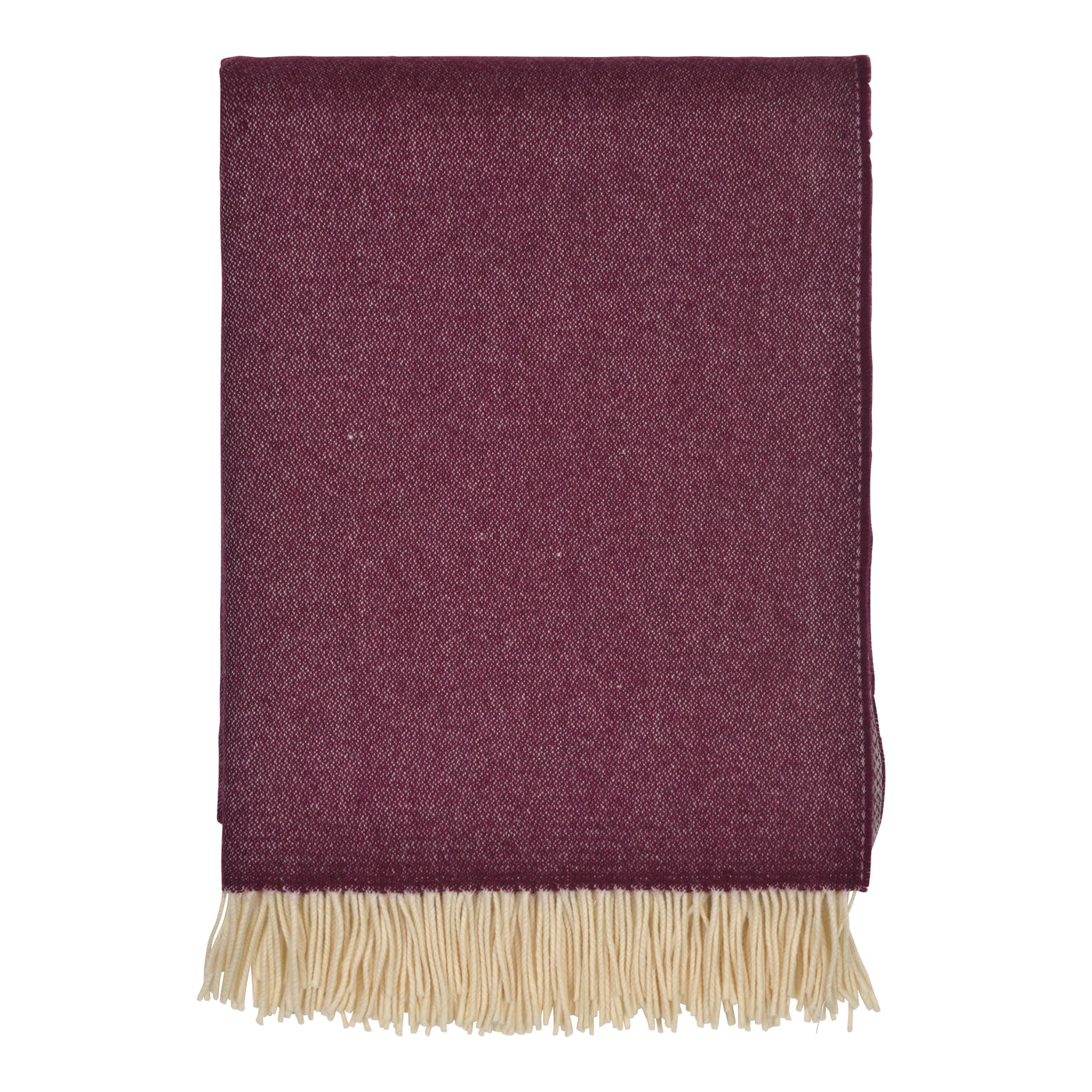 Manhattan Supersoft Merino Lambswool Throw Aubergine with Ivory