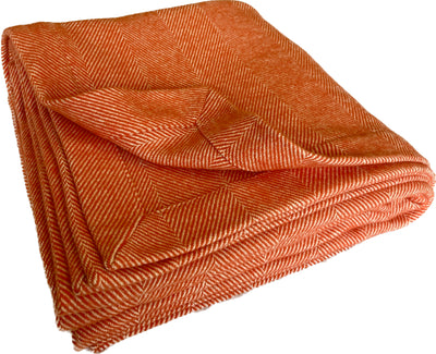 Lisbon Cotton Herringbone Blanket and Throw Orange