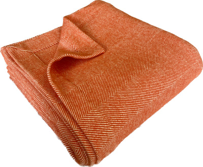 Lisbon Cotton Herringbone Blanket and Throw Orange