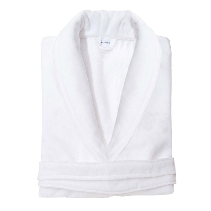 Rimini Light Weight Cotton Velour Bath Robe, Dressing Gown White and Grey – The Fine Cotton Company