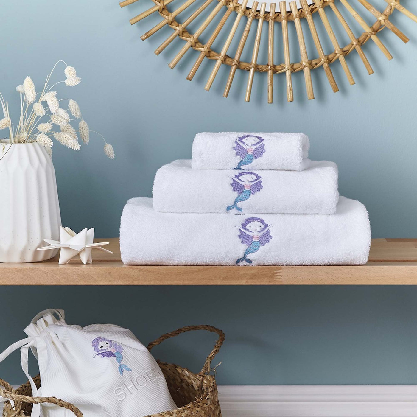 Mermaid Embroidered Como 700gsm Towel Collection