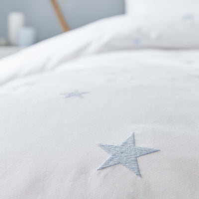 Scattered Stars White and Blue Organic Cotton Bed Linen