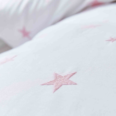 Scattered Stars White and Pink Organic Cotton Pillowcase