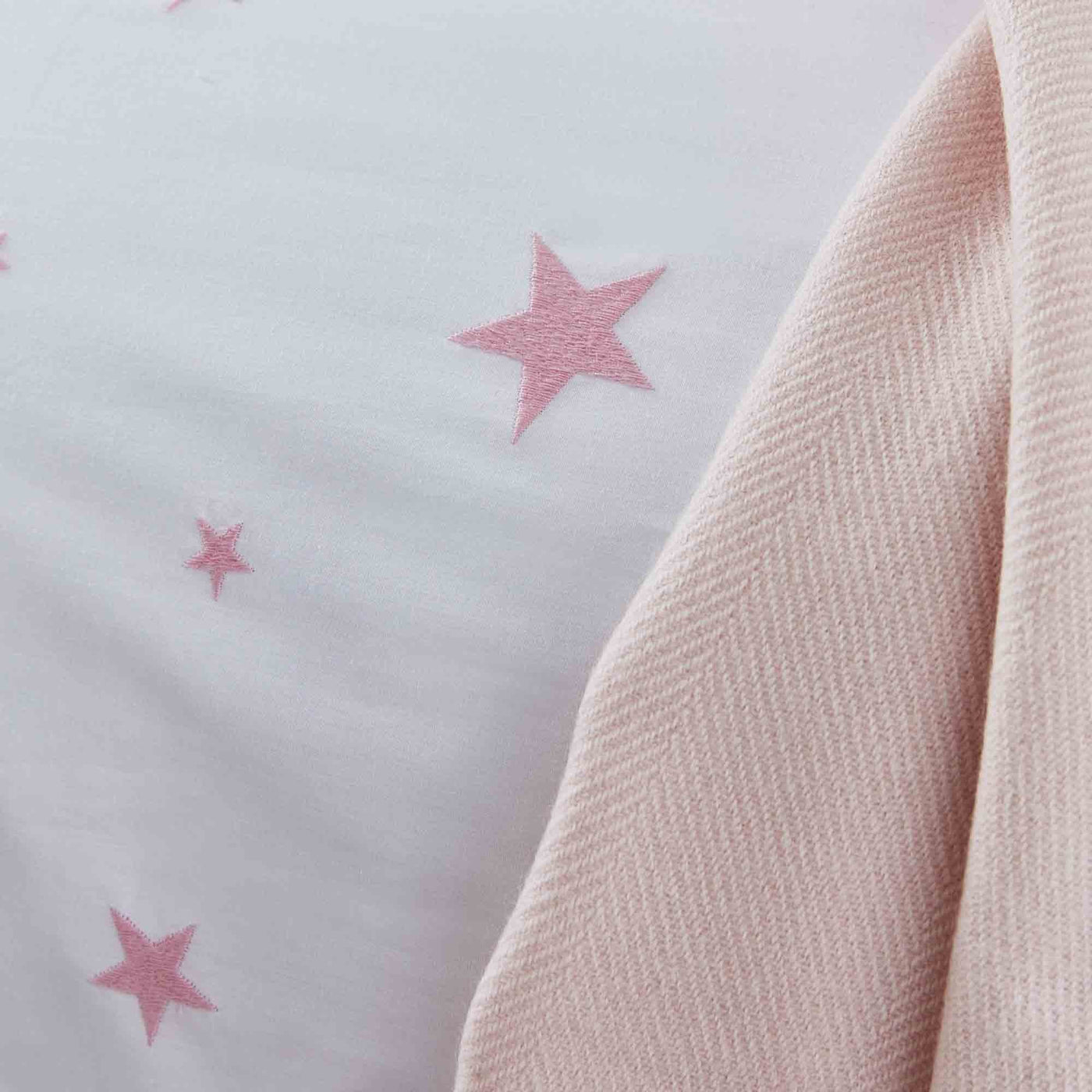 Scattered Stars White and Pink Organic Cotton Pillowcase