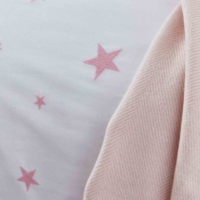 Scattered Stars White and Pink Organic Cotton Pillowcase