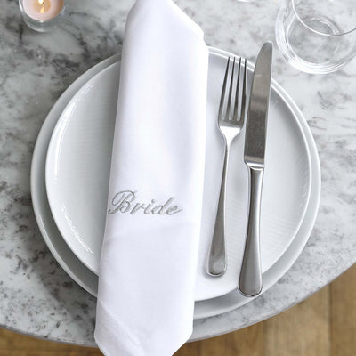 Montecarlo Monogrammed White Cotton Sateen Napkin with Name
