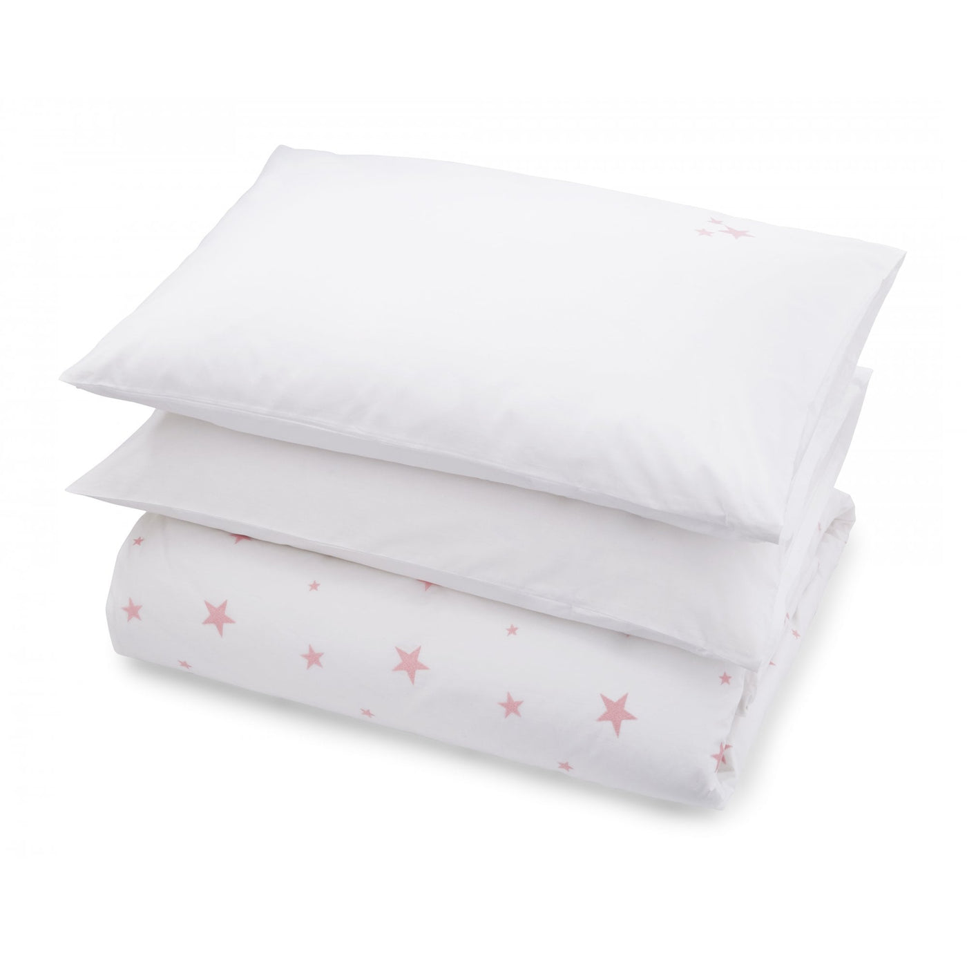 Scattered Stars White and Pink Organic Cotton Pillowcase