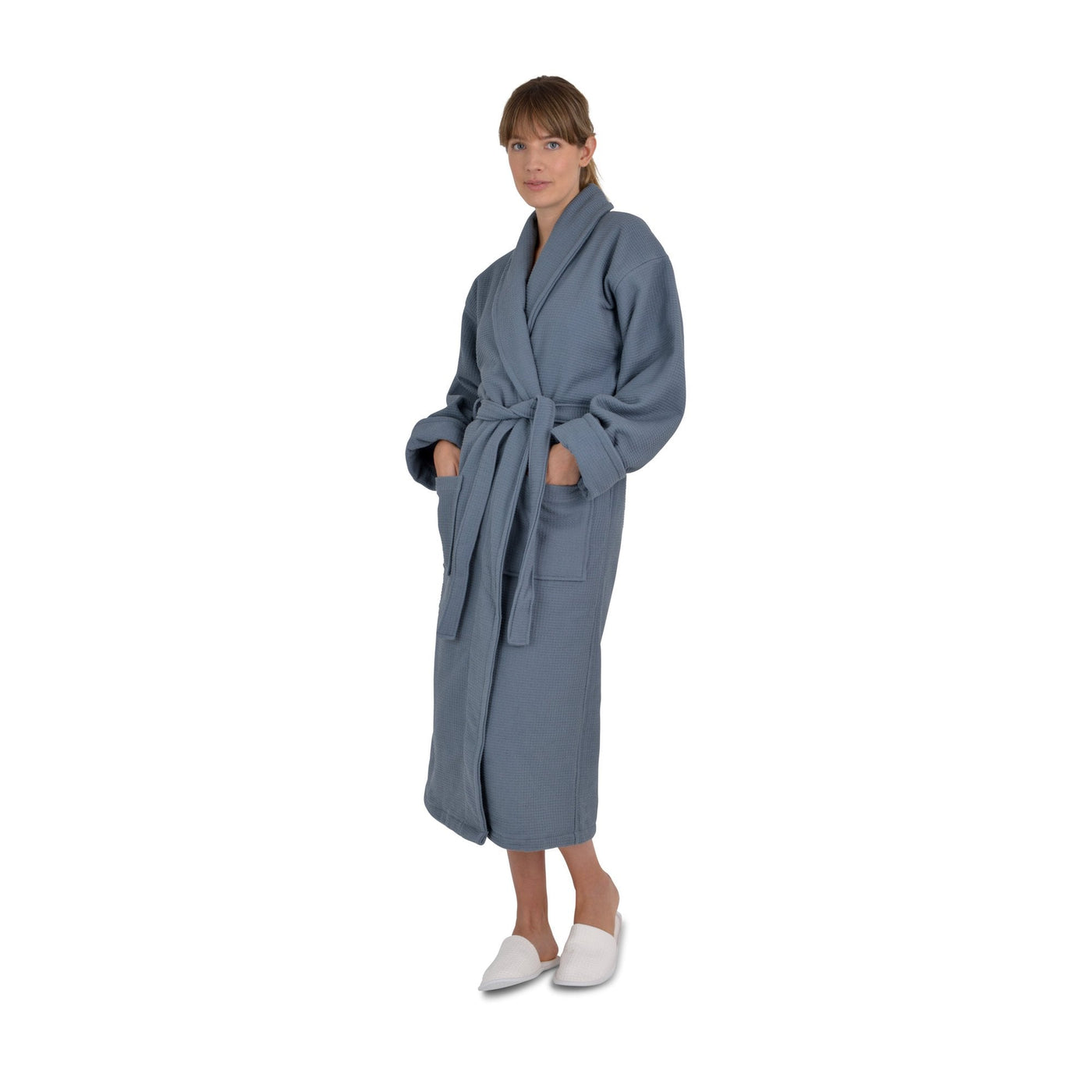 Palermo Cotton Waffle Lined Bath Robe Dressing Gown White Green Navy Grey –  The Fine Cotton Company