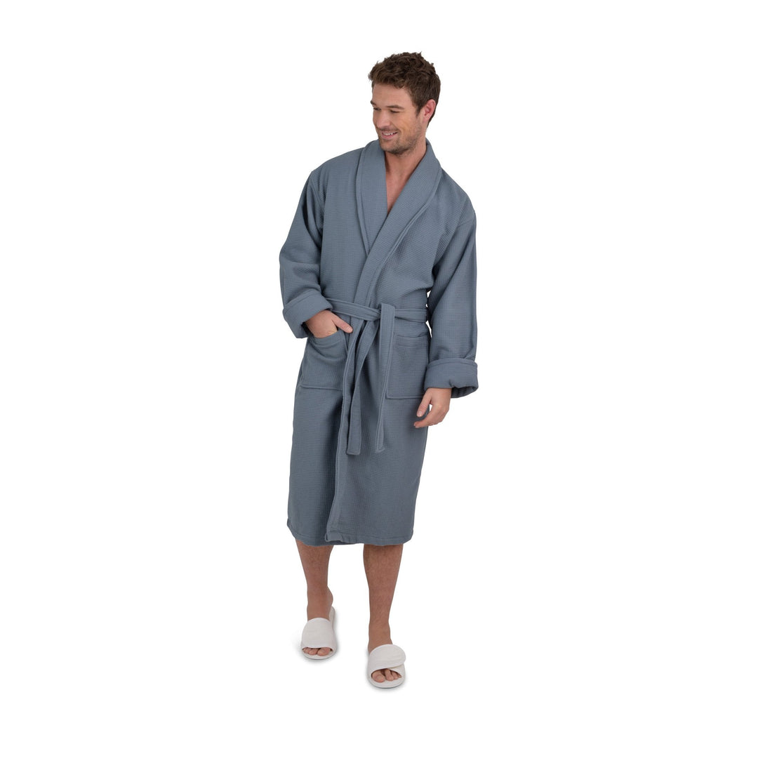 Palermo Cotton Waffle Lined Bath Robe Dressing Gown White Green Navy Grey – The Fine Cotton Company