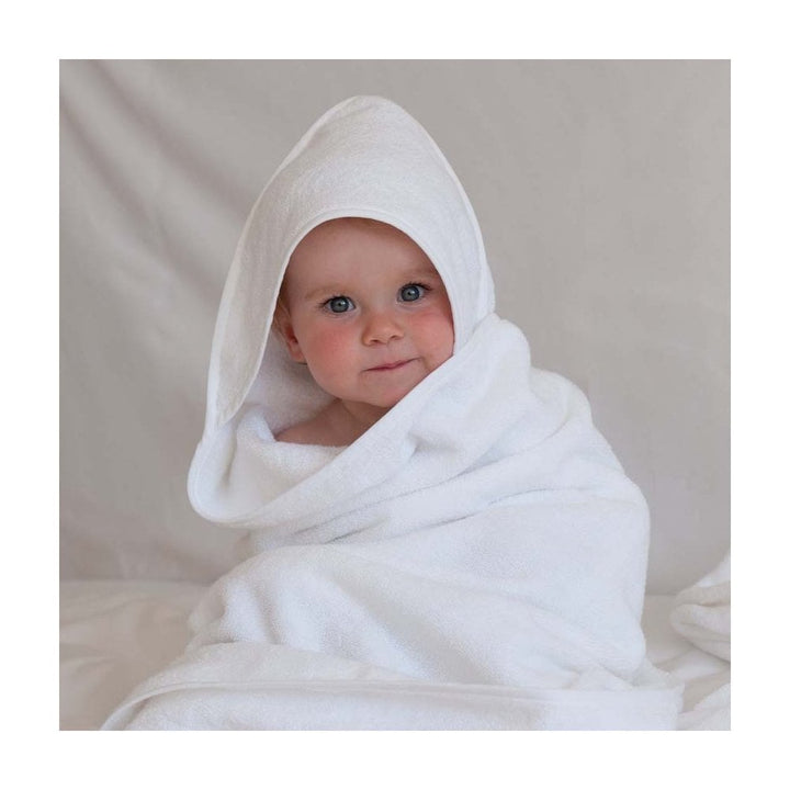 Velour and Towelling Organic Cotton White Baby Towel The Fine Cotton Company