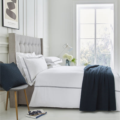 Lexington 300TC Sateen Navy & White Two Line Duvet Cover