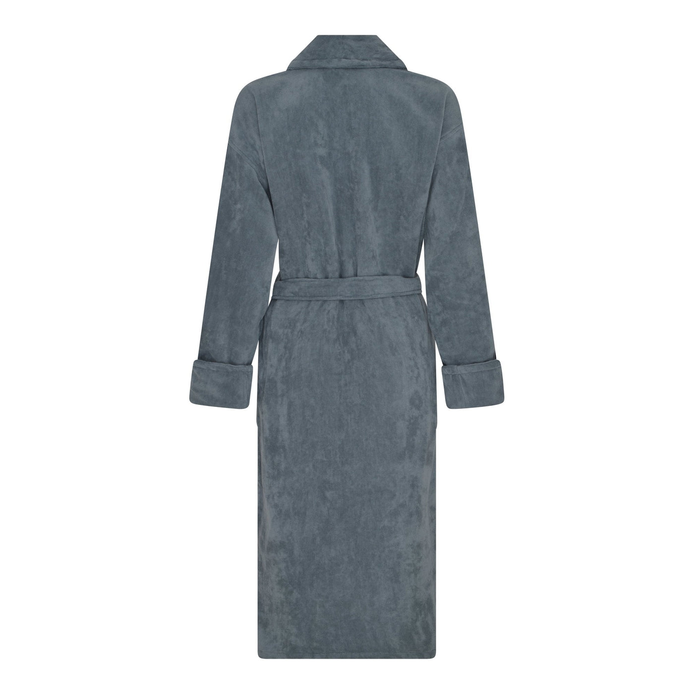 Ravenna Dark Grey Cotton Velour Unisex Dressing Gown with Towelling Lining