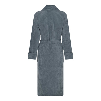 Ravenna Dark Grey Cotton Velour Unisex Dressing Gown with Towelling Lining