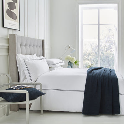 Lexington 300TC Sateen Navy & White Two Line Duvet Cover