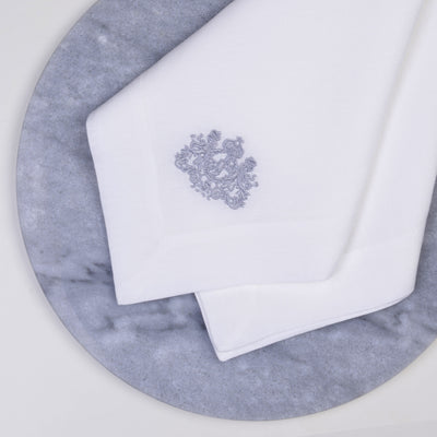 Crest Embroidered Pure Linen Napkins