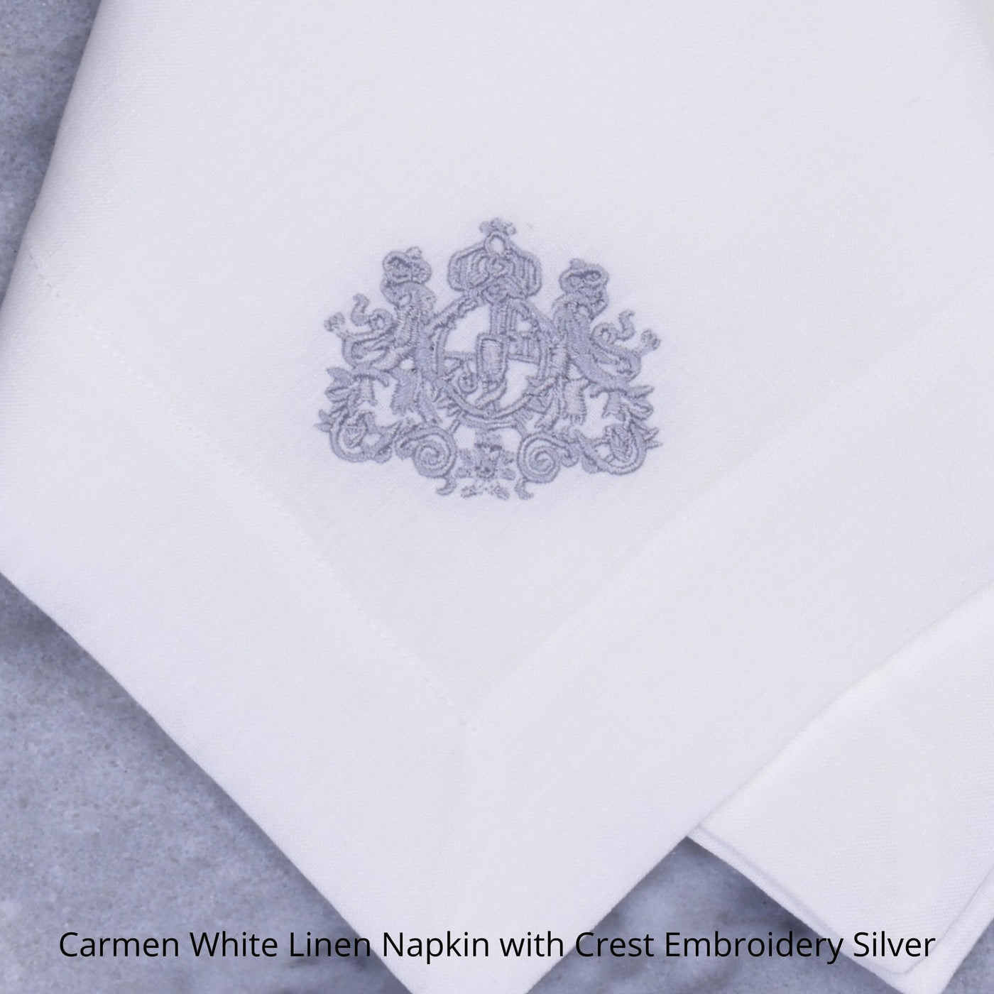 Crest Embroidered Pure Linen Napkins