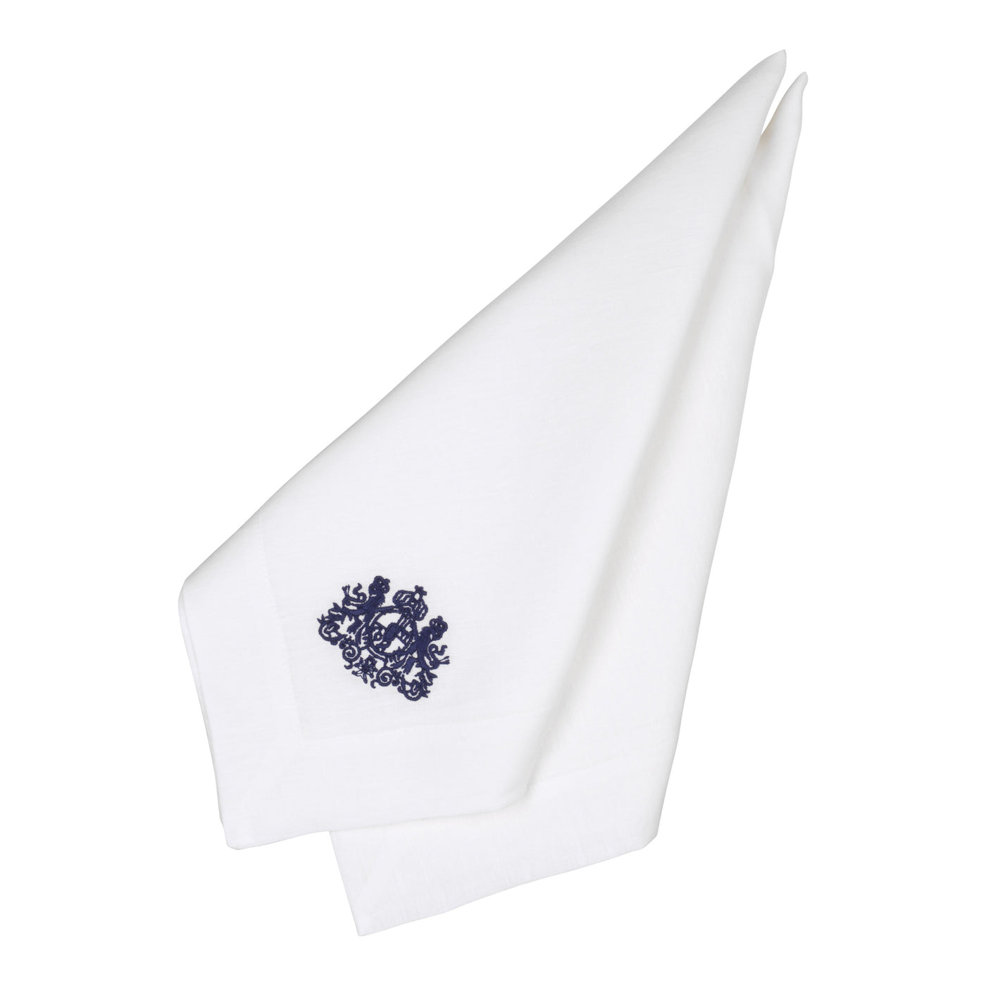 Crest Embroidered Pure Linen Napkin