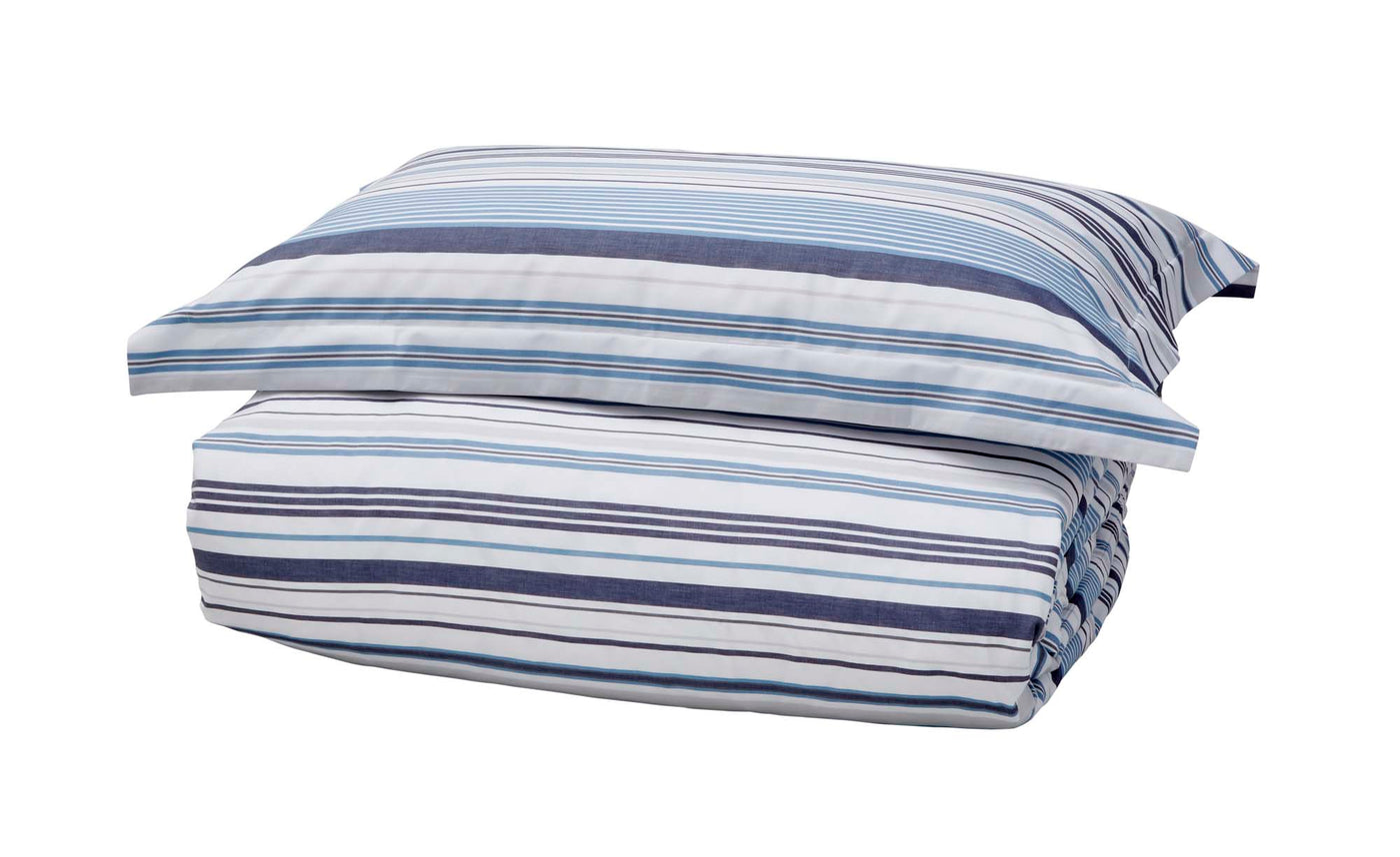 Hudson Blue Grey Stripe Cotton Duvet Cover