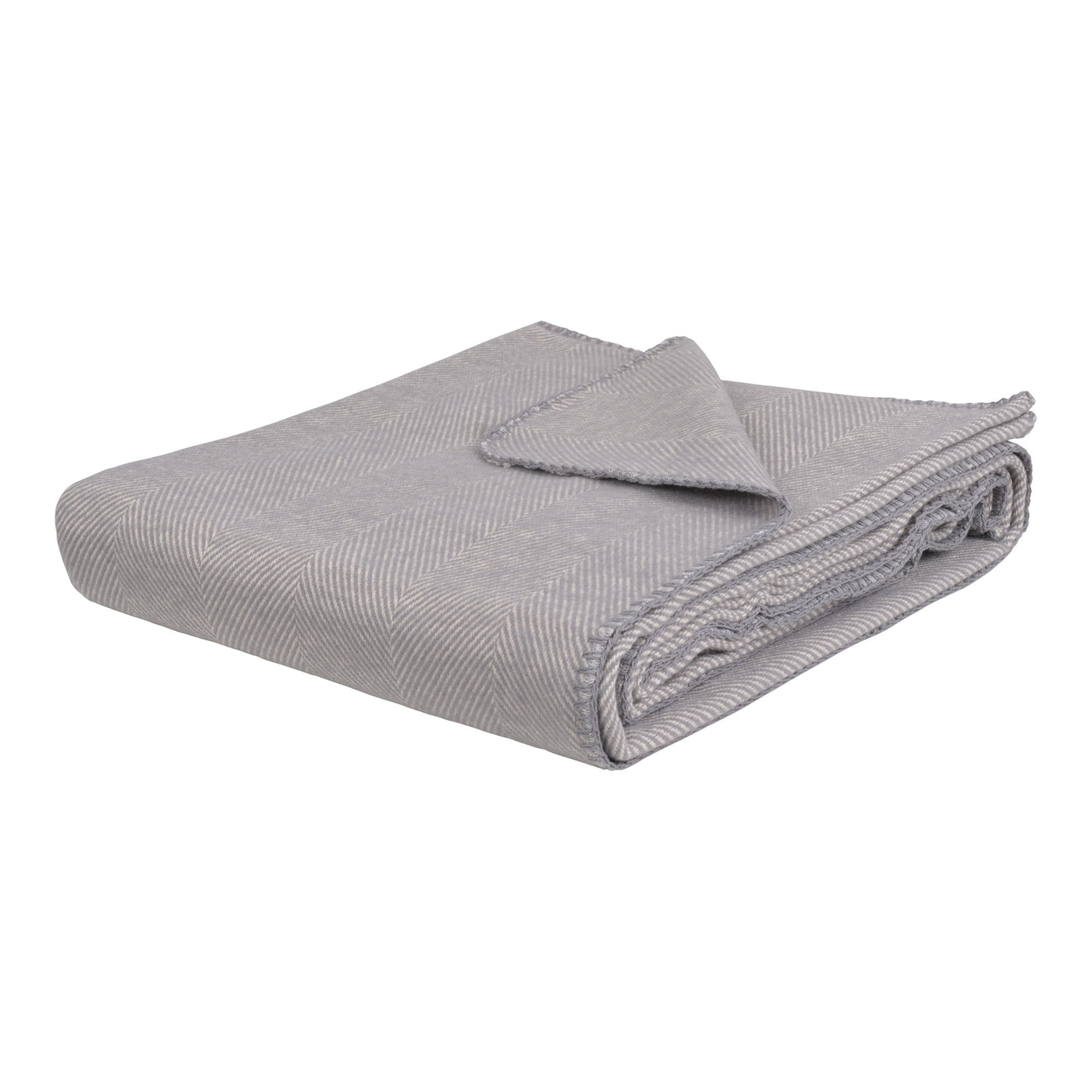Lisbon Cotton Herringbone Blanket and Throw - Blanket Stitch Finish