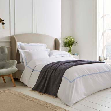 Lexington 300TC Organic Cotton Sateen Pale Blue Two Line Bed Linen Collection