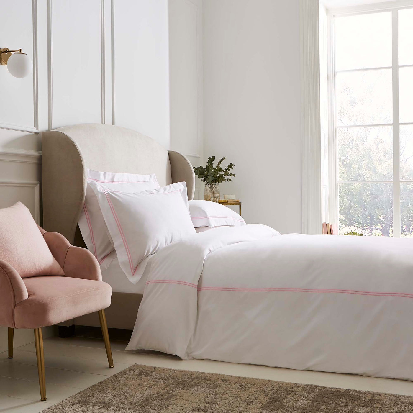 Lexington 300TC Organic Cotton Sateen Pink Two Line Duvet Cover