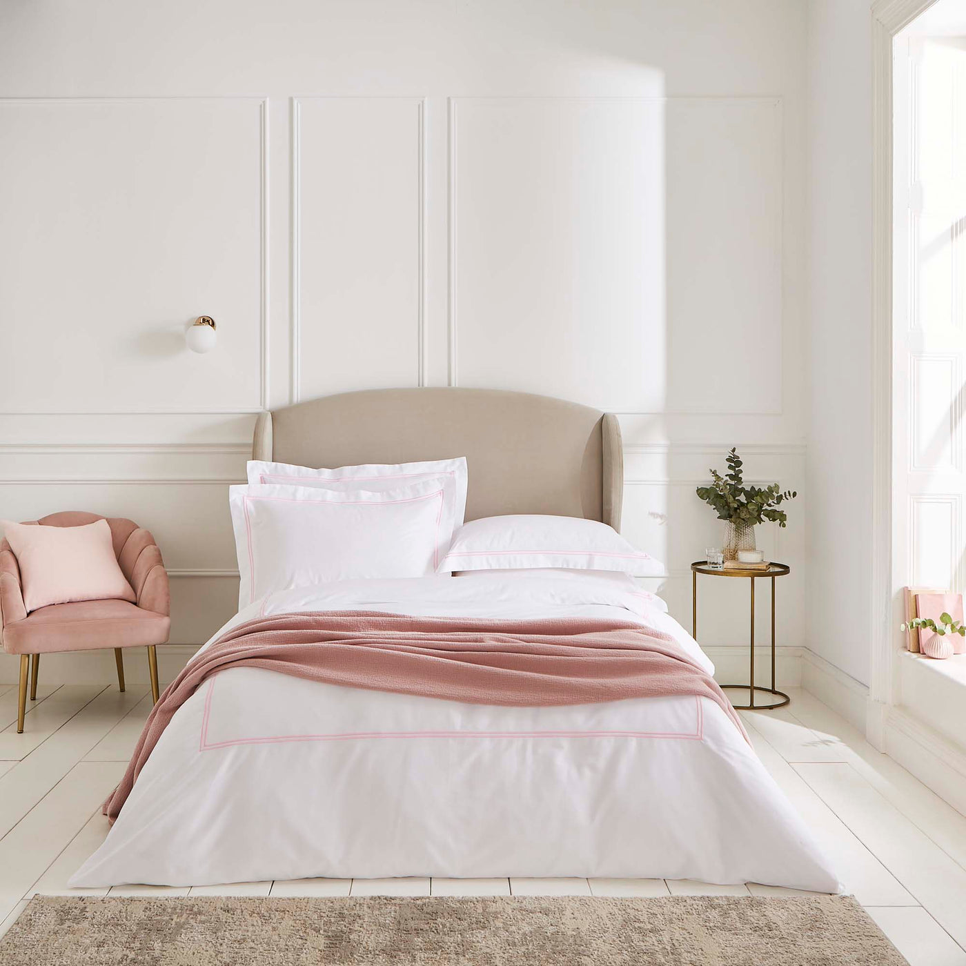 Lexington 300TC Organic Cotton Sateen Pink Two Line Bed Linen Collection