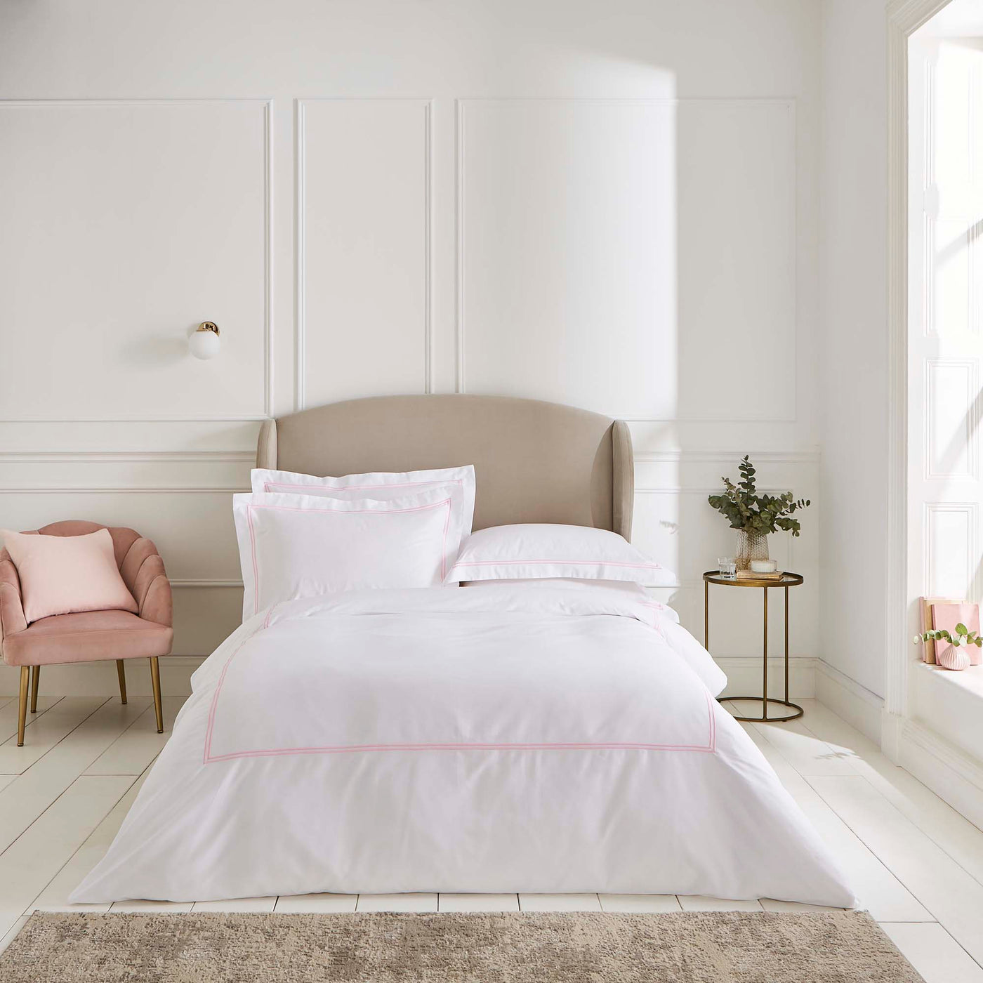 Lexington 300TC Organic Cotton Sateen Pink Two Line Bed Linen Collection