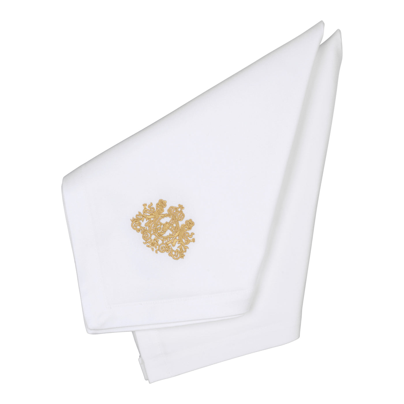 Crest Embroidered Pure Linen Napkins