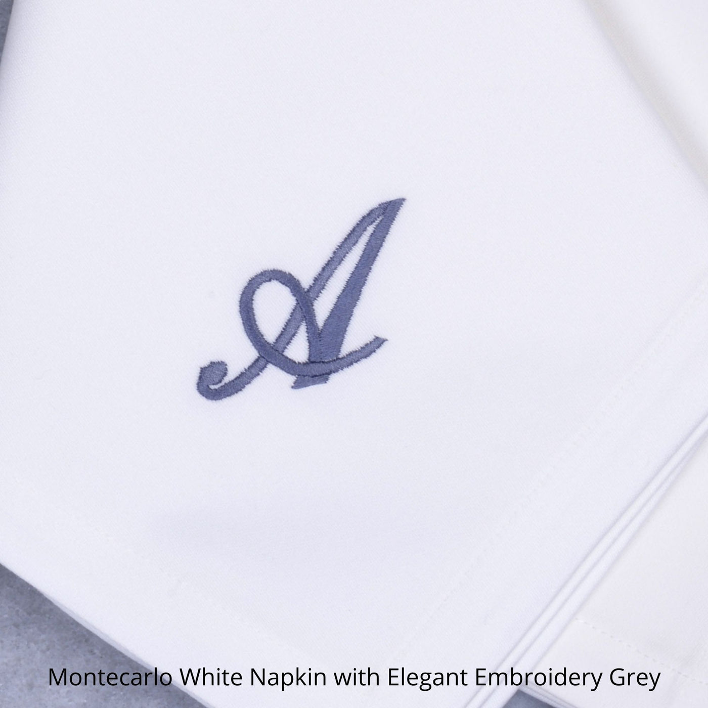 Montecarlo Monogrammed White Cotton Sateen Napkin with One Initial