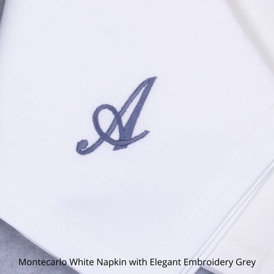 Montecarlo Monogrammed White Cotton Sateen Napkin with One Initial