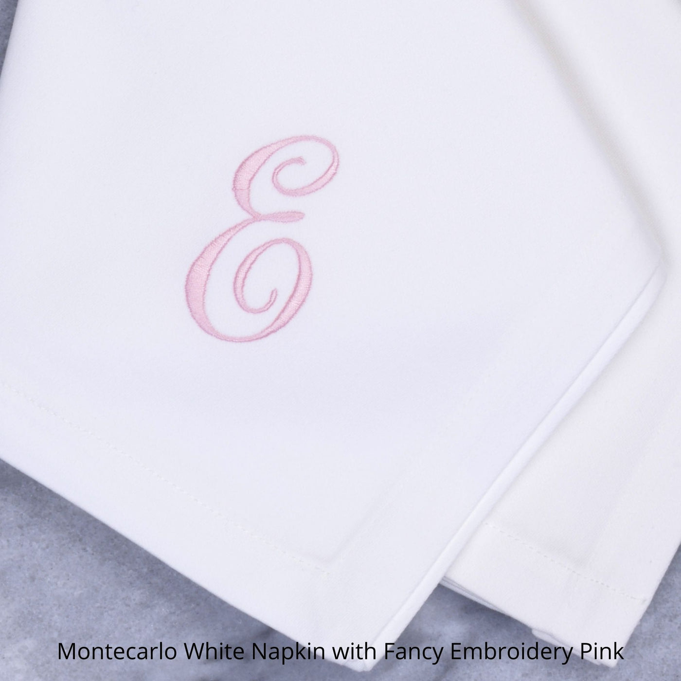 Montecarlo Monogrammed White Cotton Sateen Napkin with One Initial