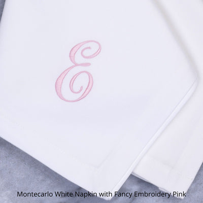 Montecarlo Monogrammed White Cotton Sateen Napkins with One Initial