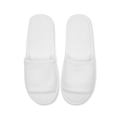 SOMERSET Eco Friendly, Biodegradable, Plastic Free Velour Open Toe Slippers White - Pack of 100