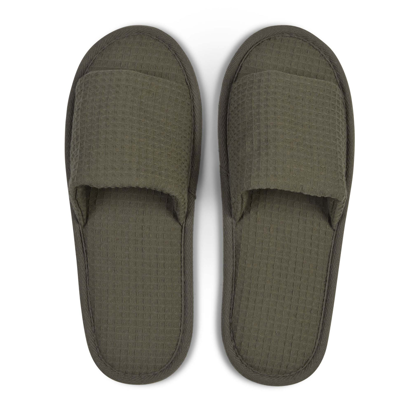 Lyndhurst Eco Friendly, Biodegradable, Plastic Free Waffle Open Toe Slippers Green and White