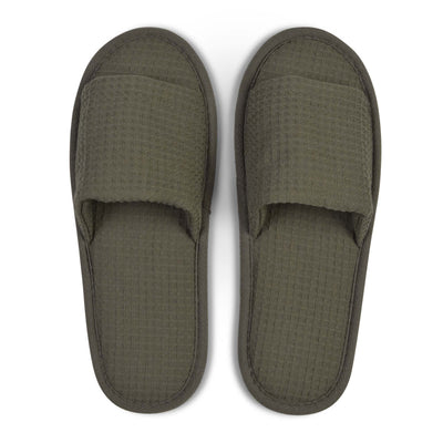 Lyndhurst Eco Friendly, Biodegradable, Plastic Free Waffle Open Toe Slippers Green - Pack of 100